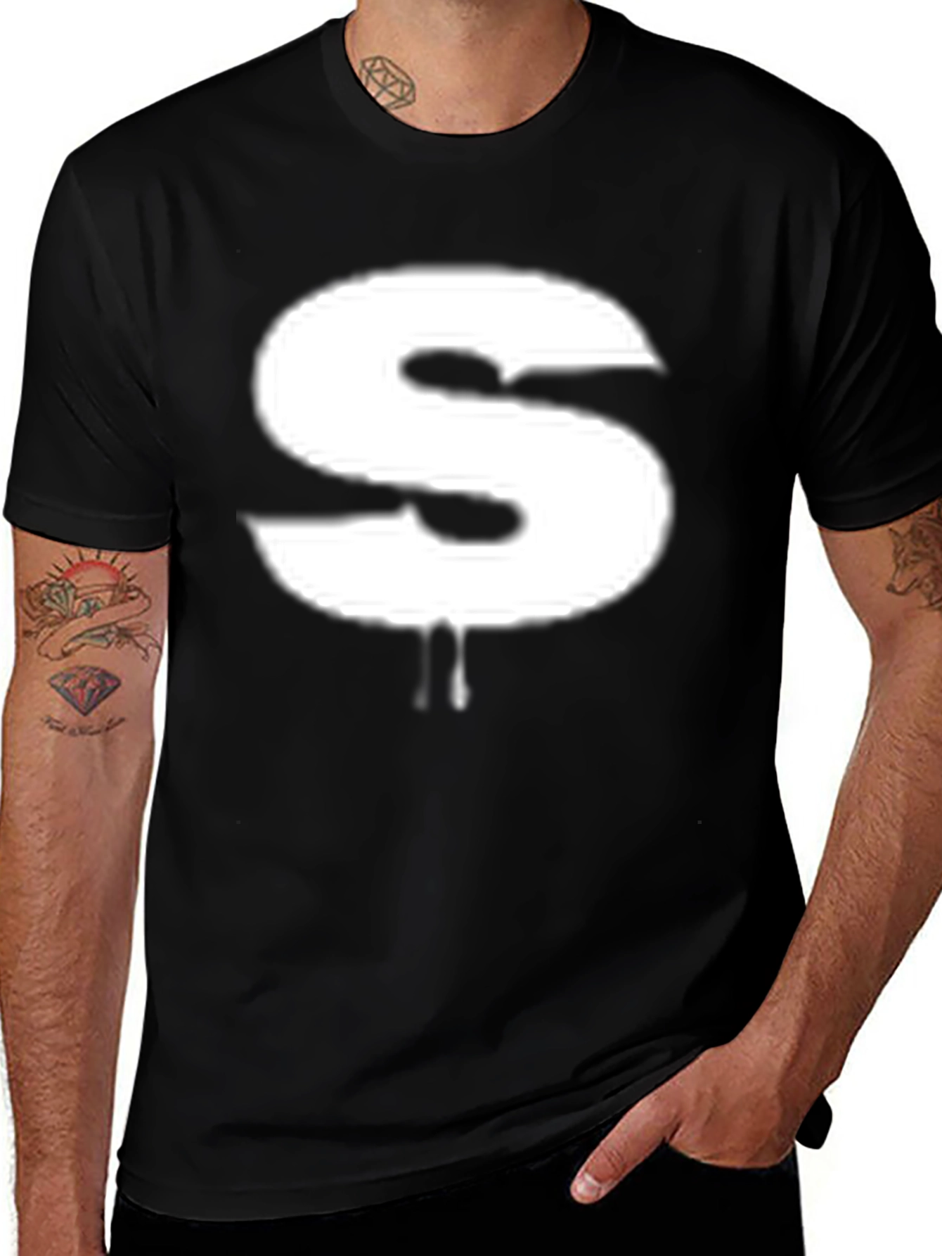 Statement S Graphic Tee - Black