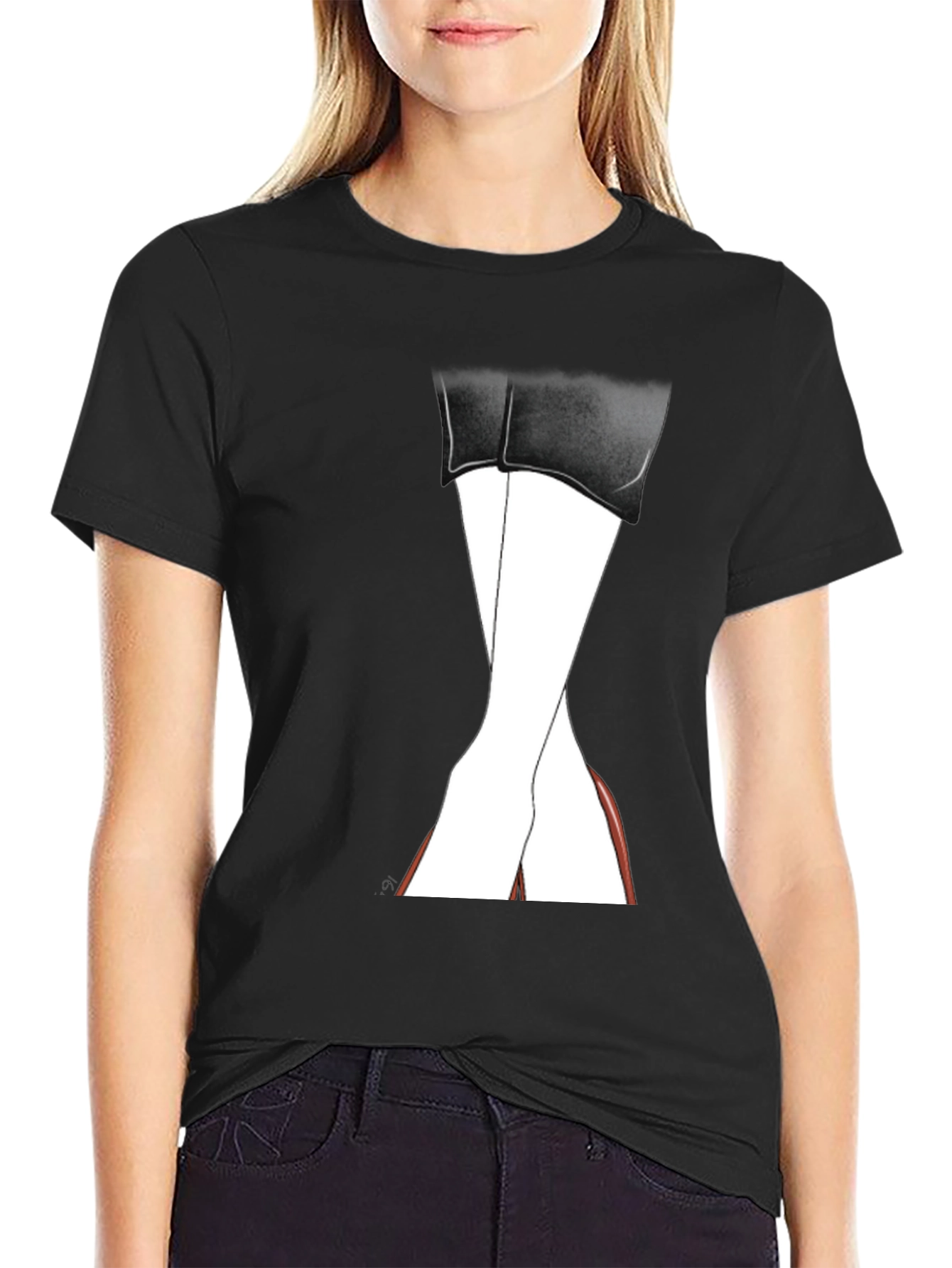 Stylish Leg Graphic Tee - Unisex Black T-Shirt
