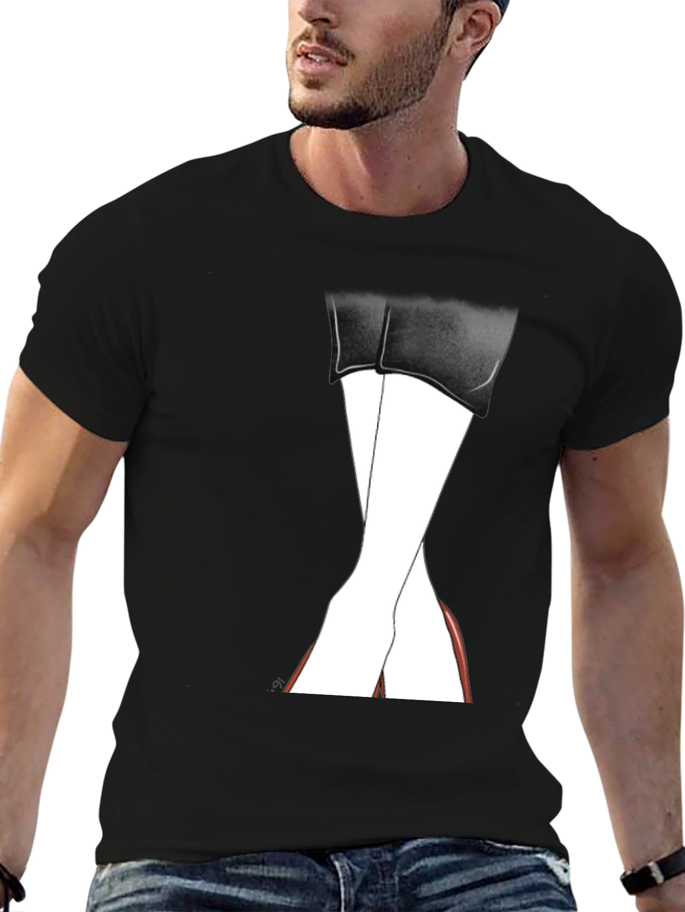 Stylish Leg Graphic Tee - Unisex Black T-Shirt