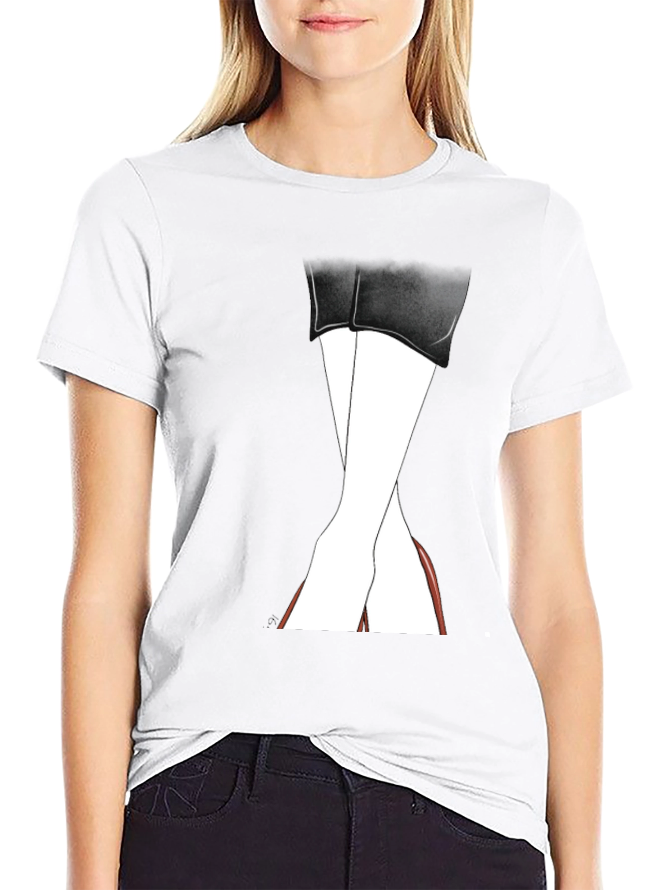 Stylish Leg Graphic Tee - Unisex Black T-Shirt