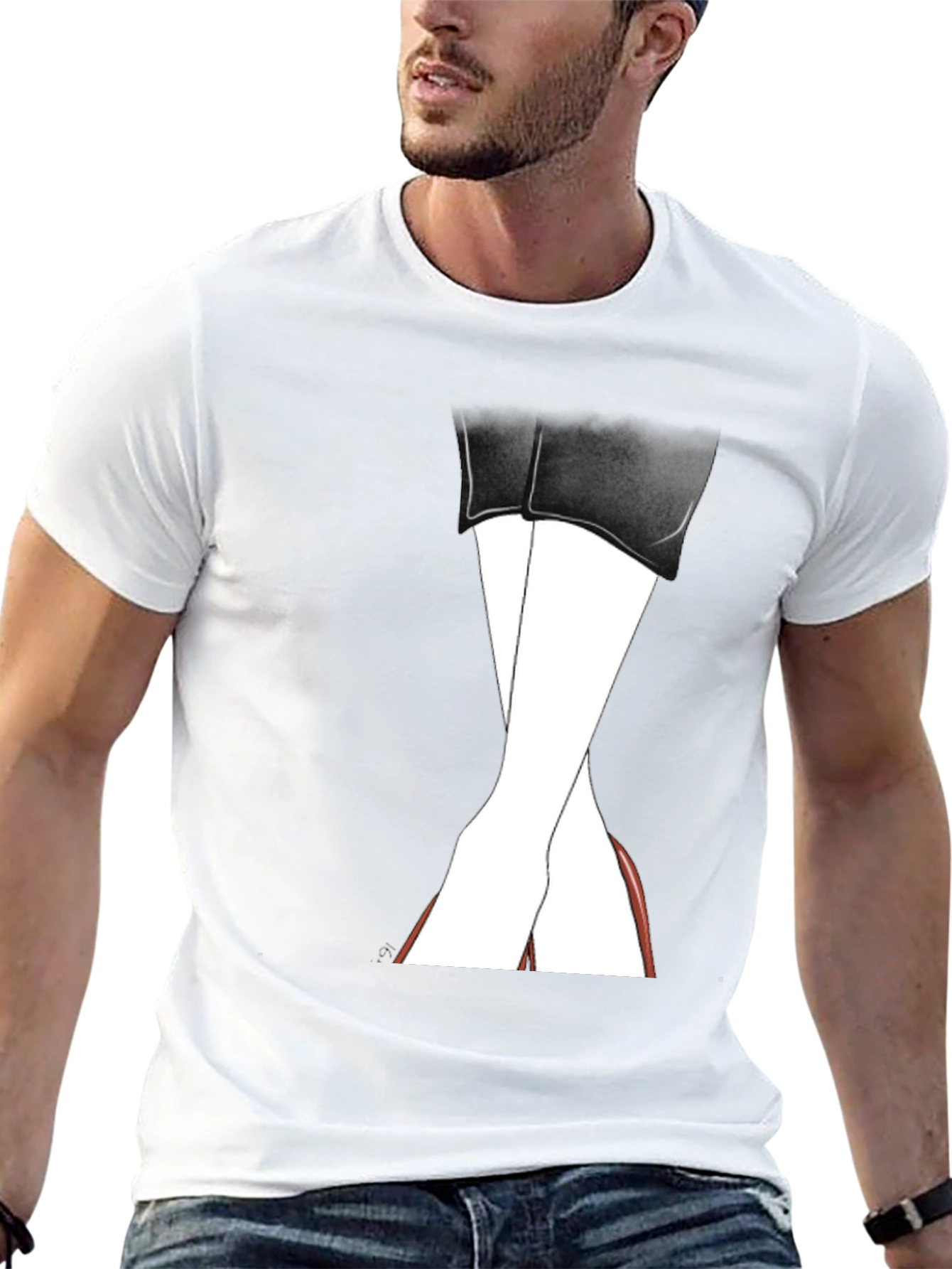 Stylish Leg Graphic Tee - Unisex Black T-Shirt