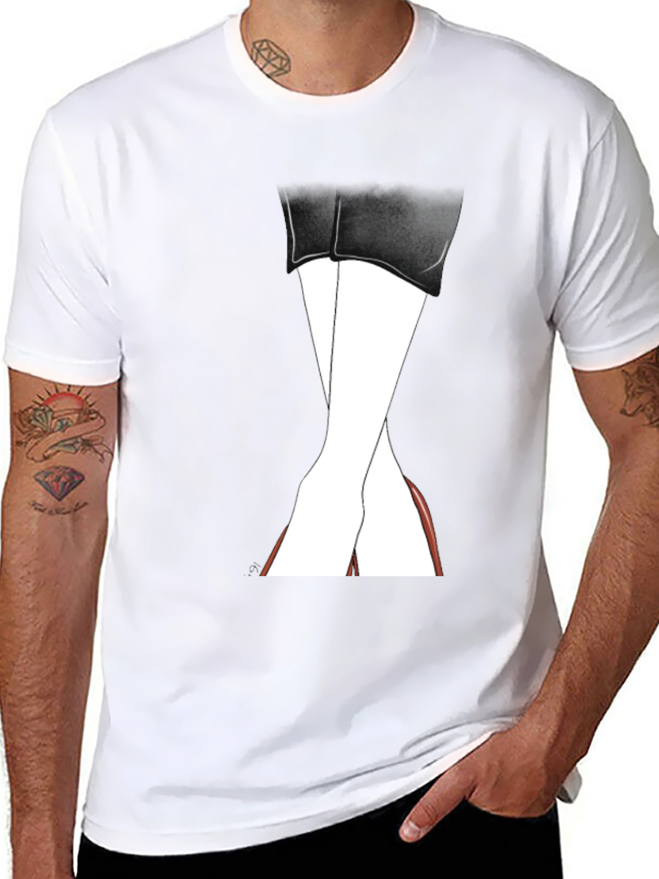 Stylish Leg Graphic Tee - Unisex Black T-Shirt