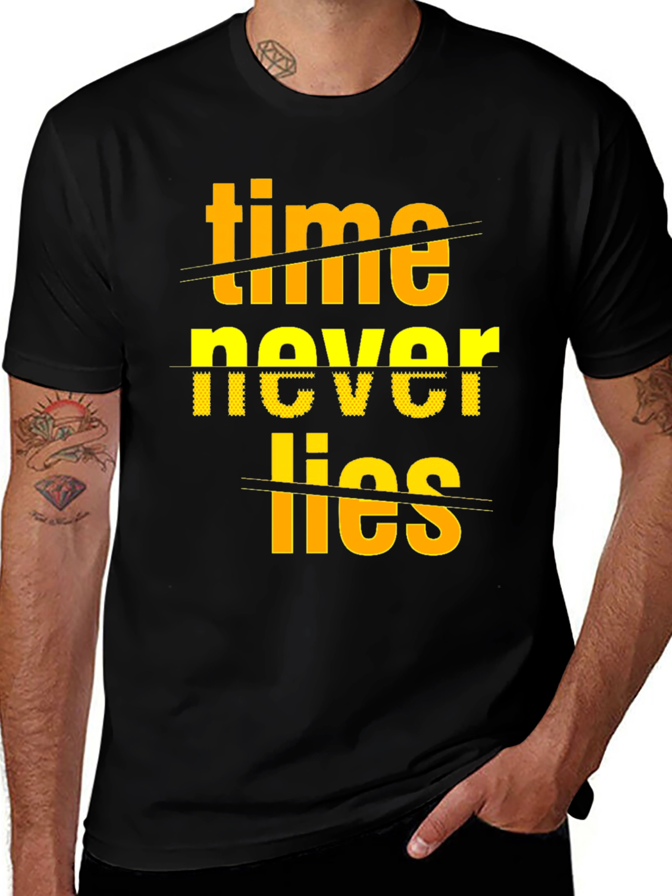 Time Never Lies Graphic Print Crew Neck T-Shirt