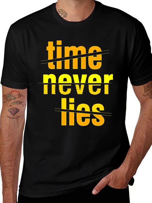 Time Never Lies Graphic Print Crew Neck T-Shirt