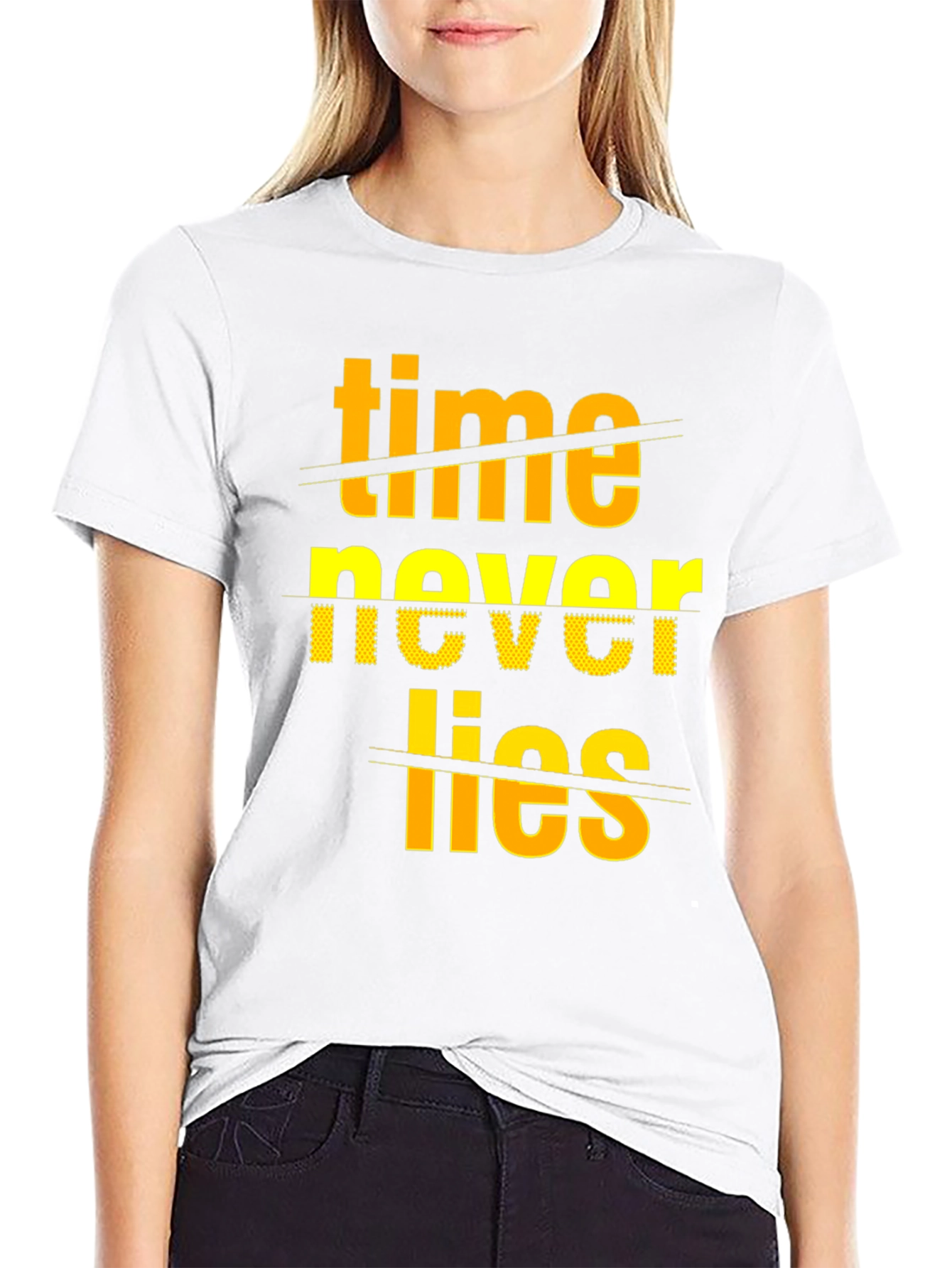 Time Never Lies Graphic Print Crew Neck T-Shirt