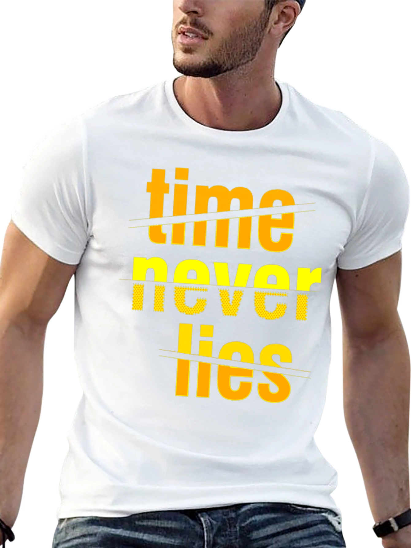 Time Never Lies Graphic Print Crew Neck T-Shirt