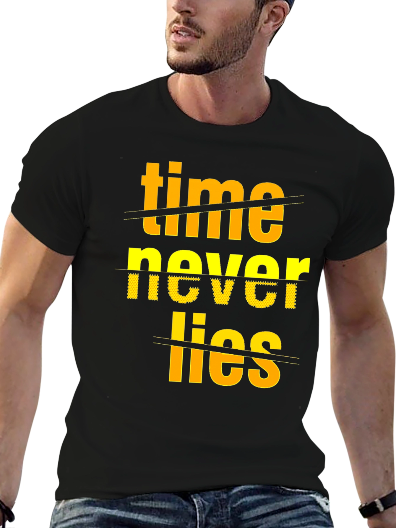 Time Never Lies Graphic Print Crew Neck T-Shirt