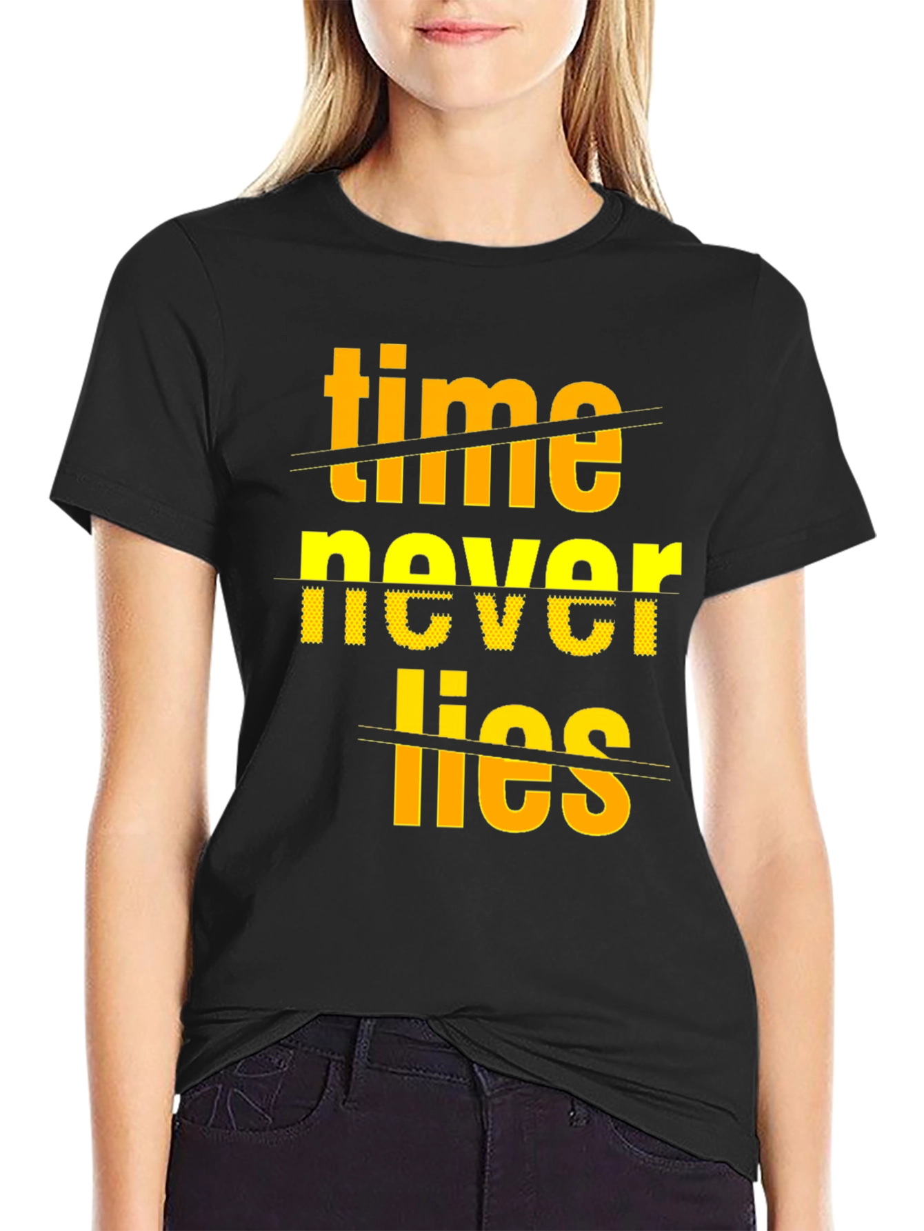 Time Never Lies Graphic Print Crew Neck T-Shirt