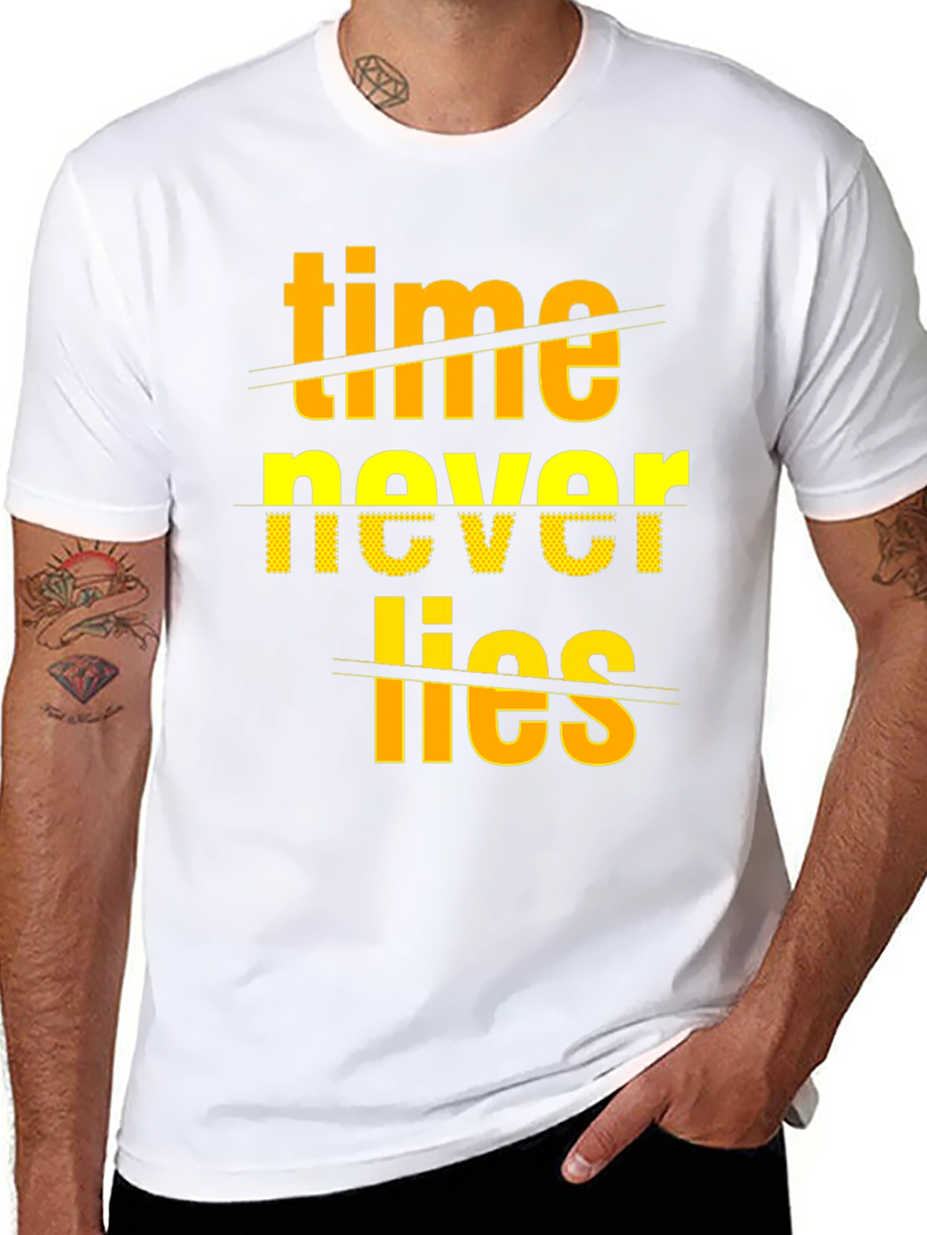 Time Never Lies Graphic Print Crew Neck T-Shirt