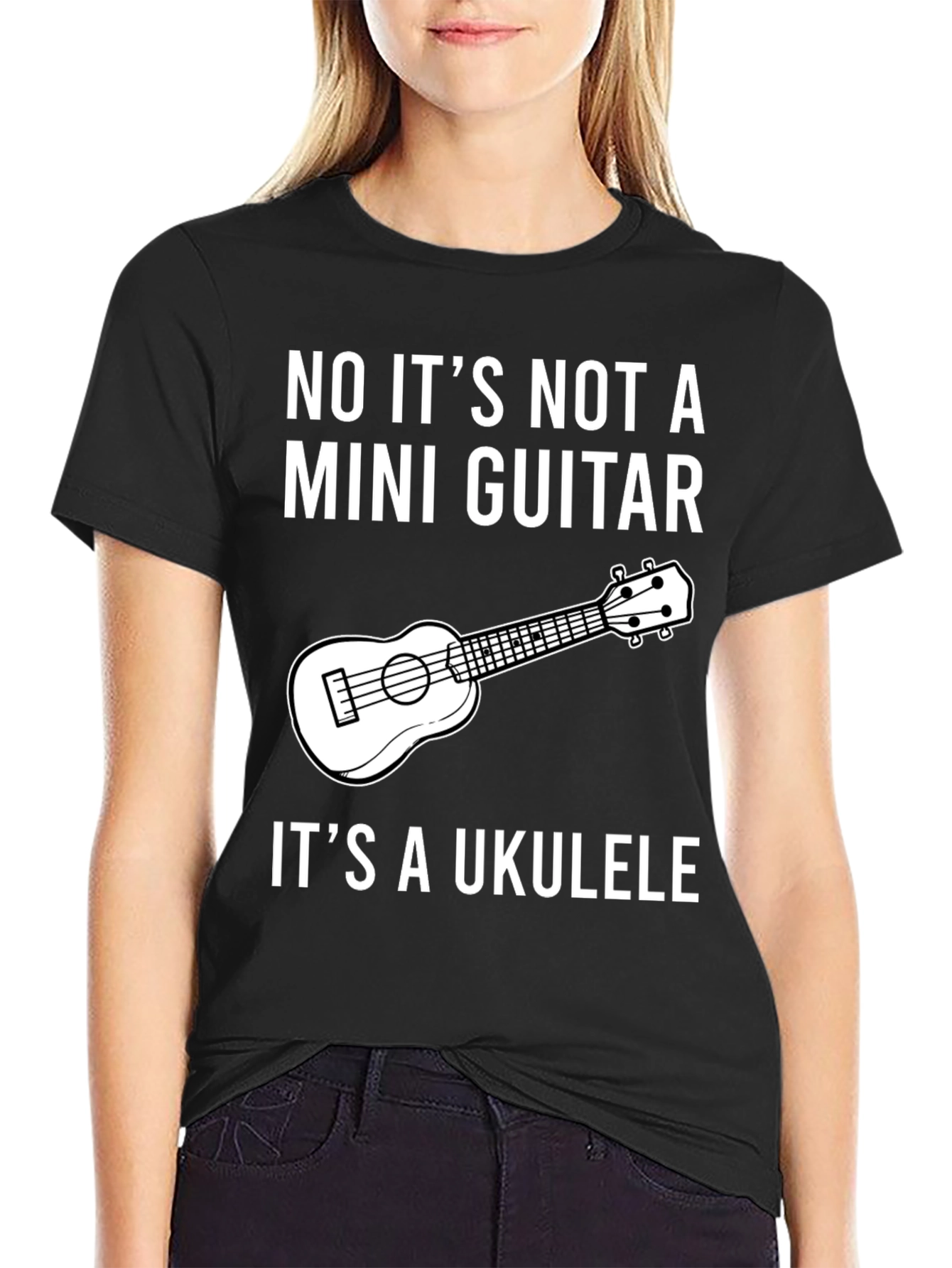 Ukulele Humor T-Shirt: Not a Mini Guitar!