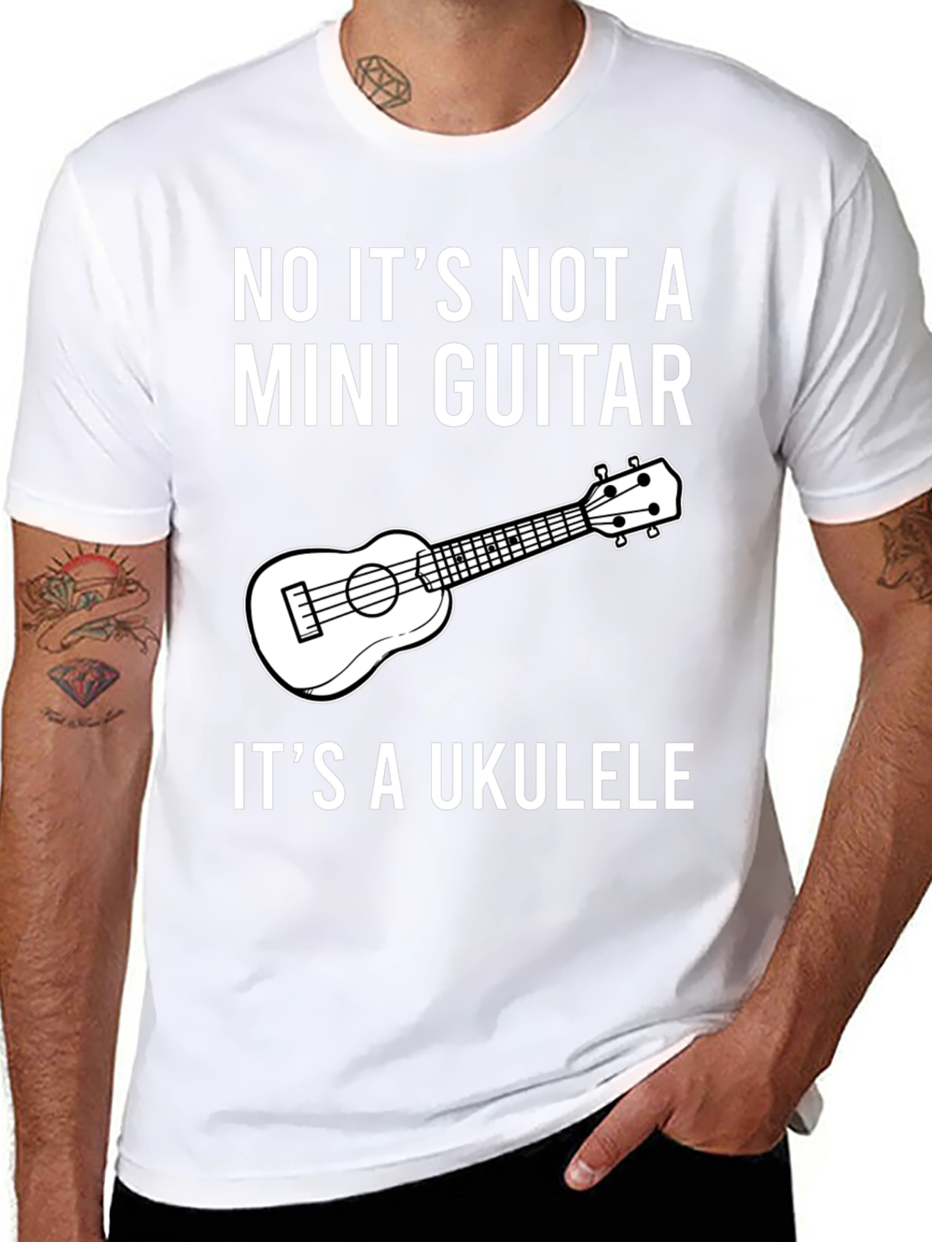 Ukulele Humor T-Shirt: Not a Mini Guitar!