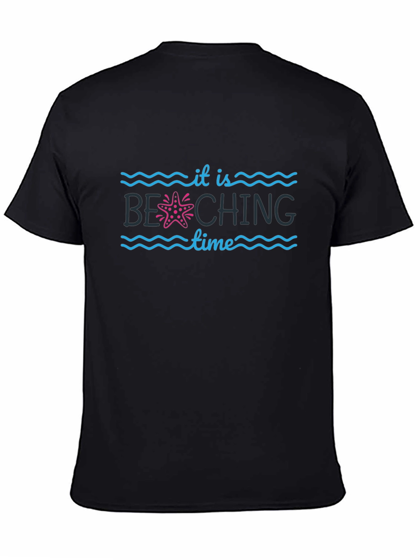 Beach Time Black T-Shirt with Starfish Design