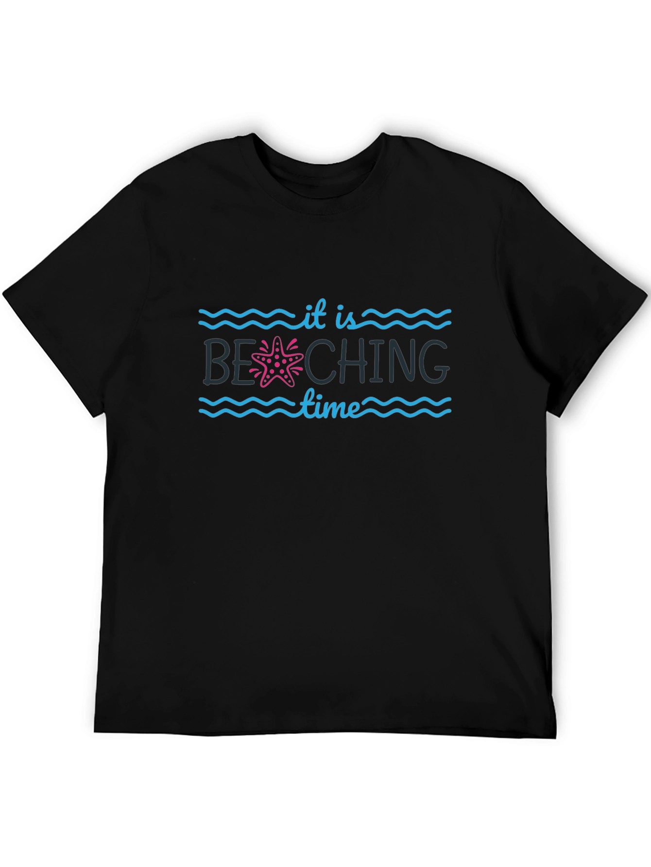 Beach Time Black T-Shirt with Starfish Design