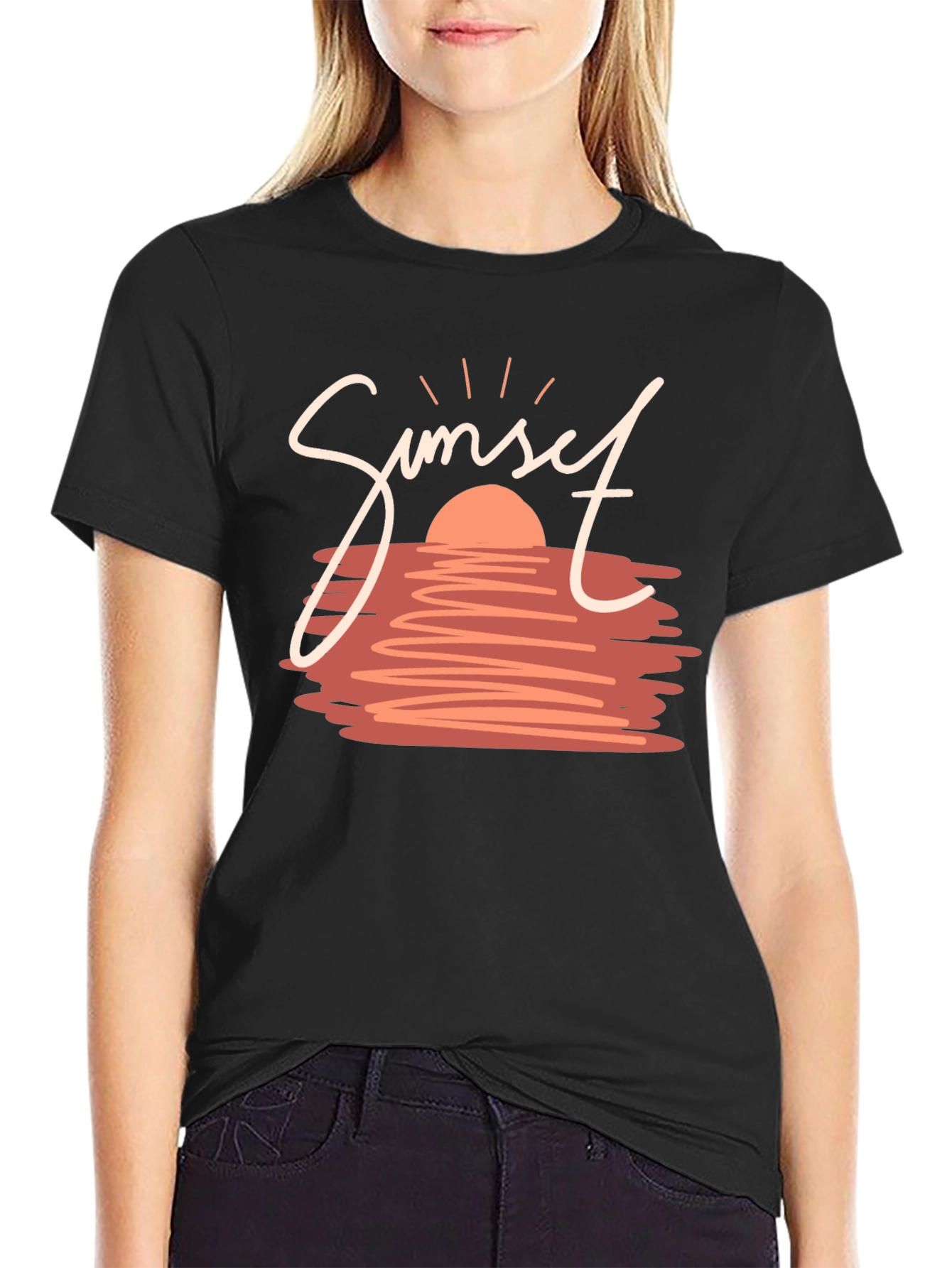Sunset Graphic Tee - Stylish Black T-Shirt