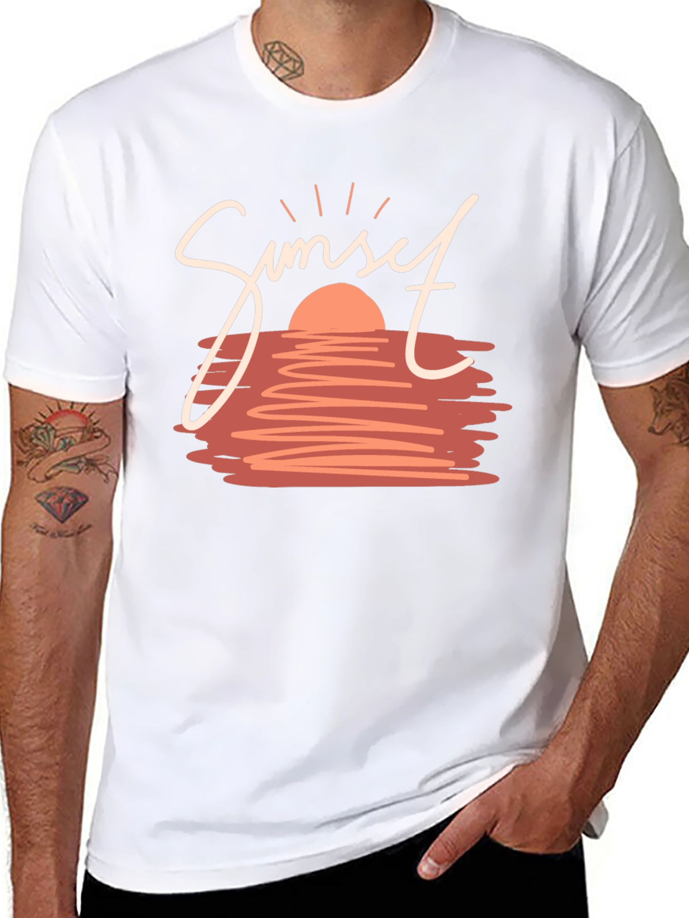 Sunset Graphic Tee - Stylish Black T-Shirt