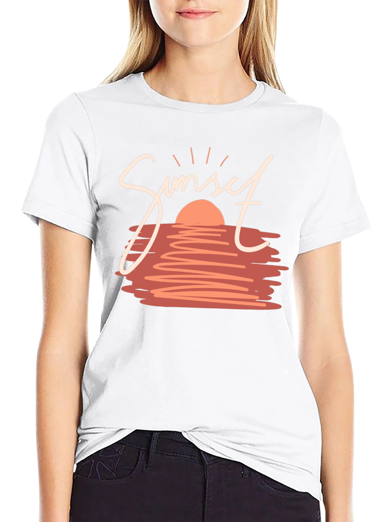 Sunset Graphic Tee - Stylish Black T-Shirt