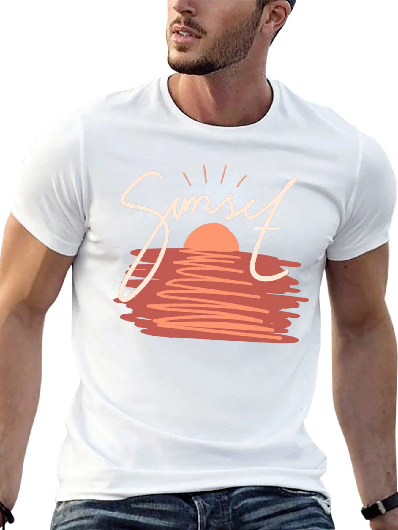 Sunset Graphic Tee - Stylish Black T-Shirt