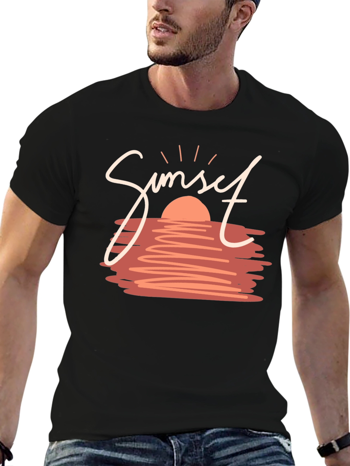 Sunset Graphic Tee - Stylish Black T-Shirt