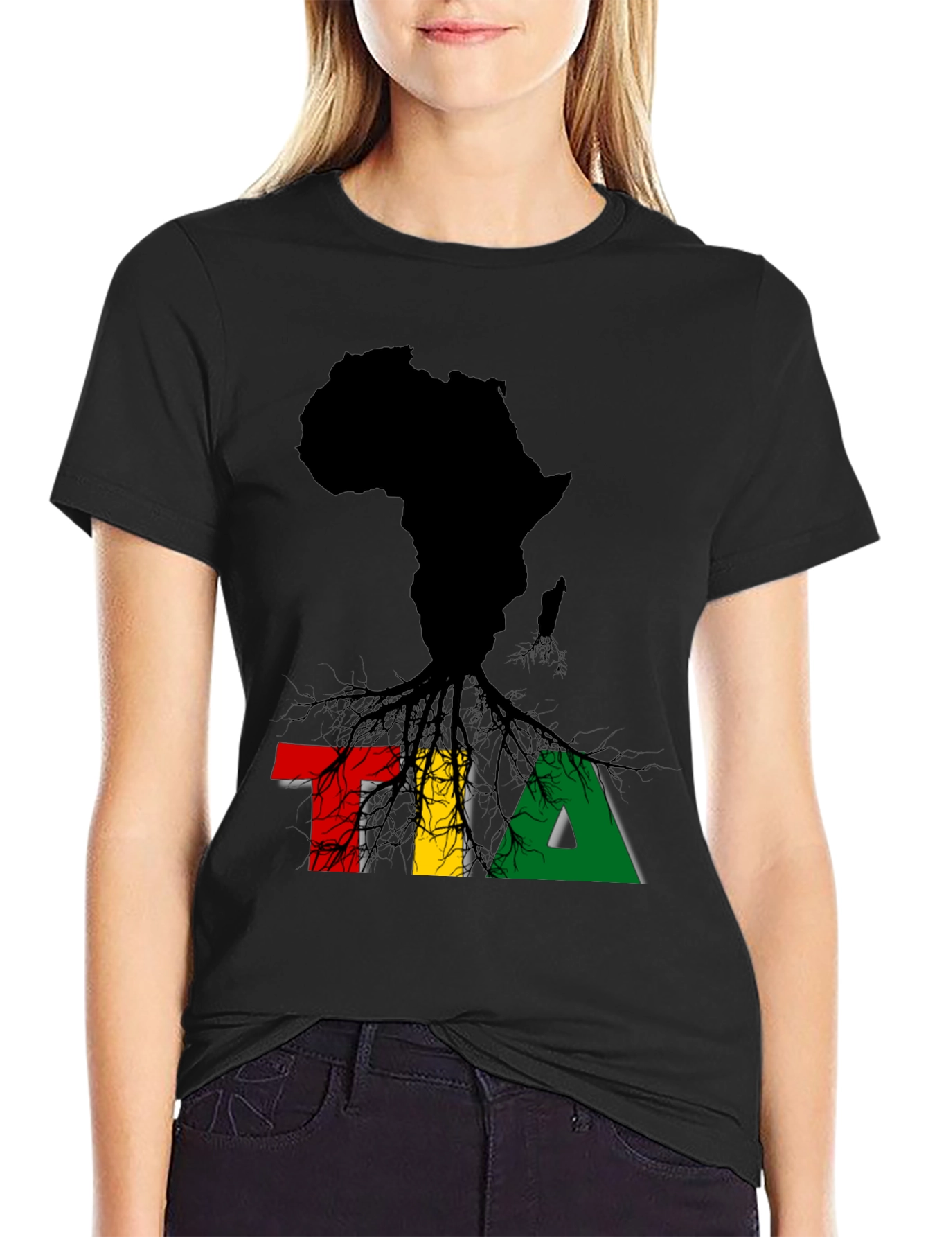 Africa Map TIA T-Shirt - Black Pride Tee