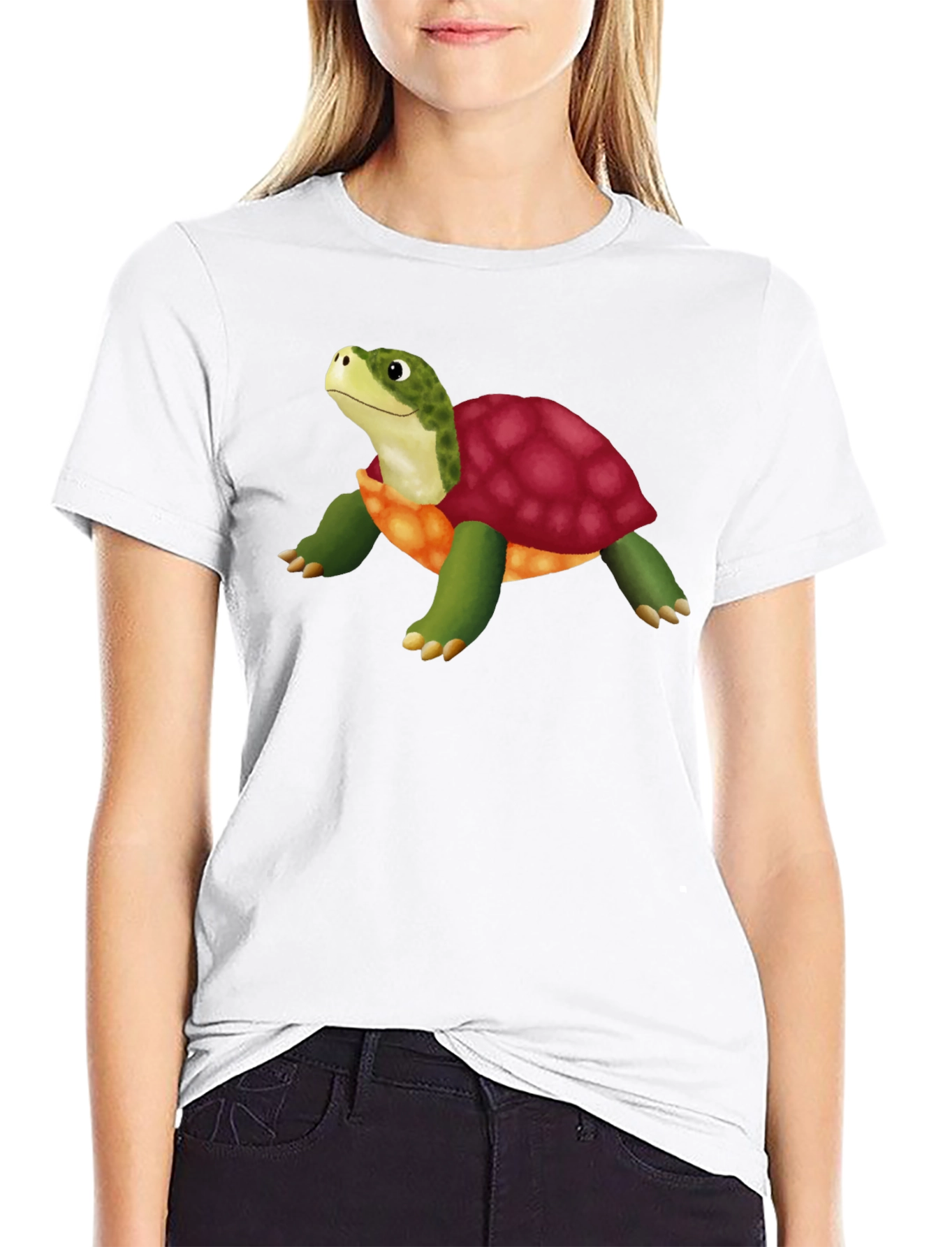 Cartoon Turtle Graphic T-Shirt - Stylish Black Tee