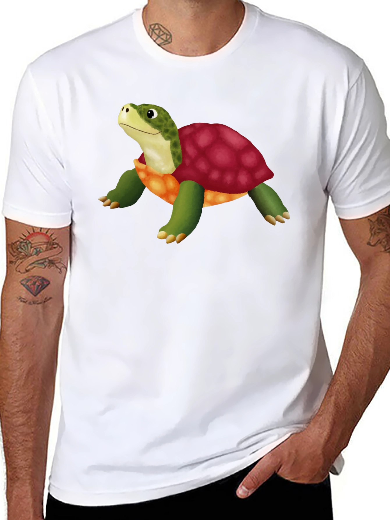 Cartoon Turtle Graphic T-Shirt - Stylish Black Tee