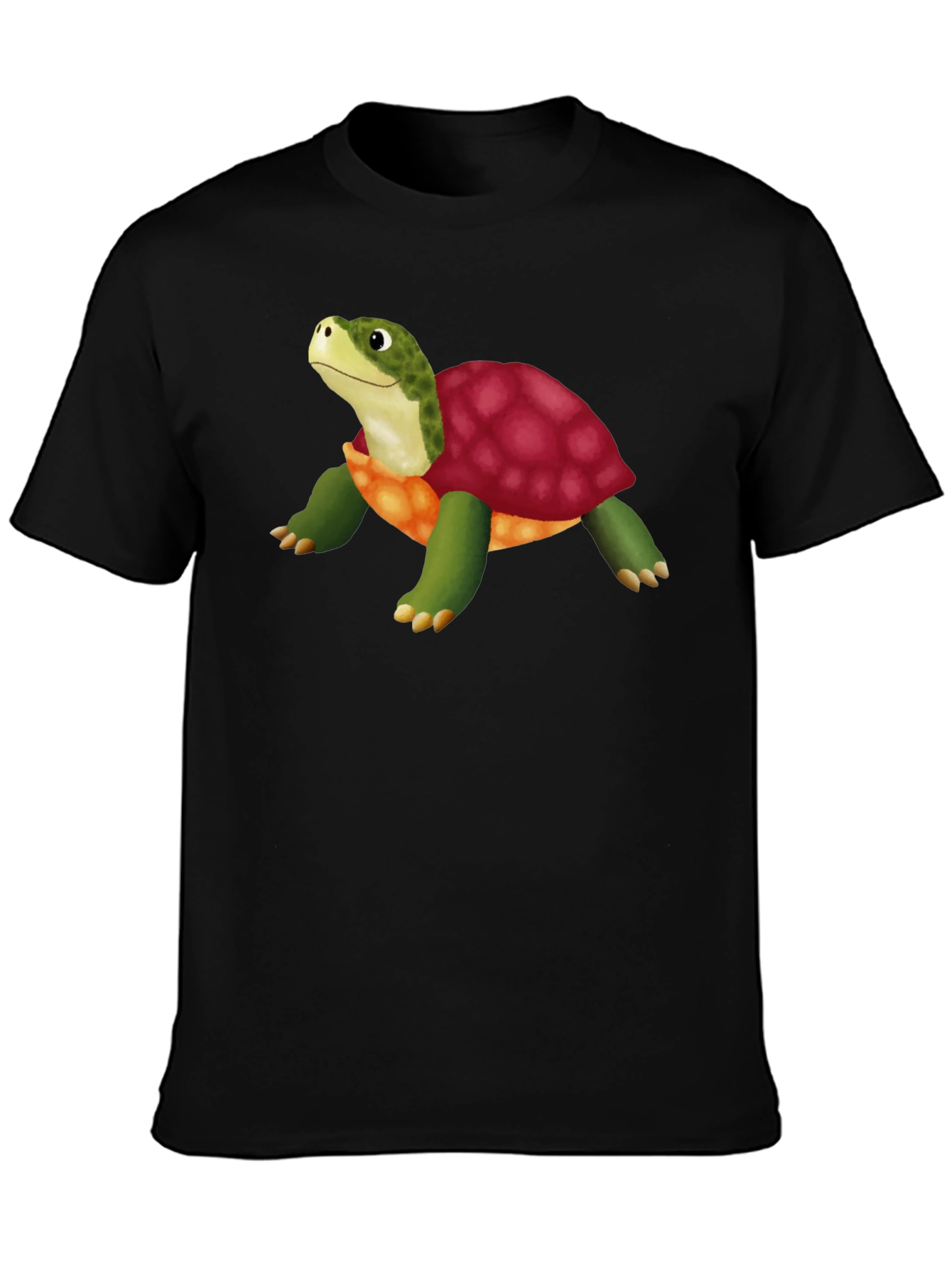 Cartoon Turtle Graphic T-Shirt - Stylish Black Tee
