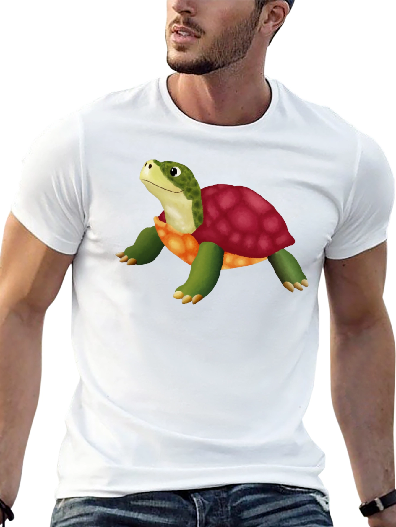 Cartoon Turtle Graphic T-Shirt - Stylish Black Tee