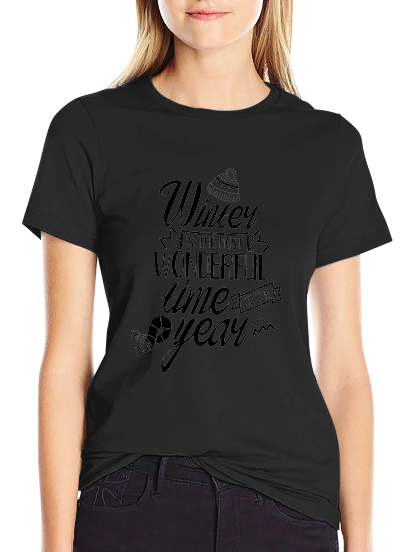 Winter Wonderful Time T-Shirt - Classic Black Tee