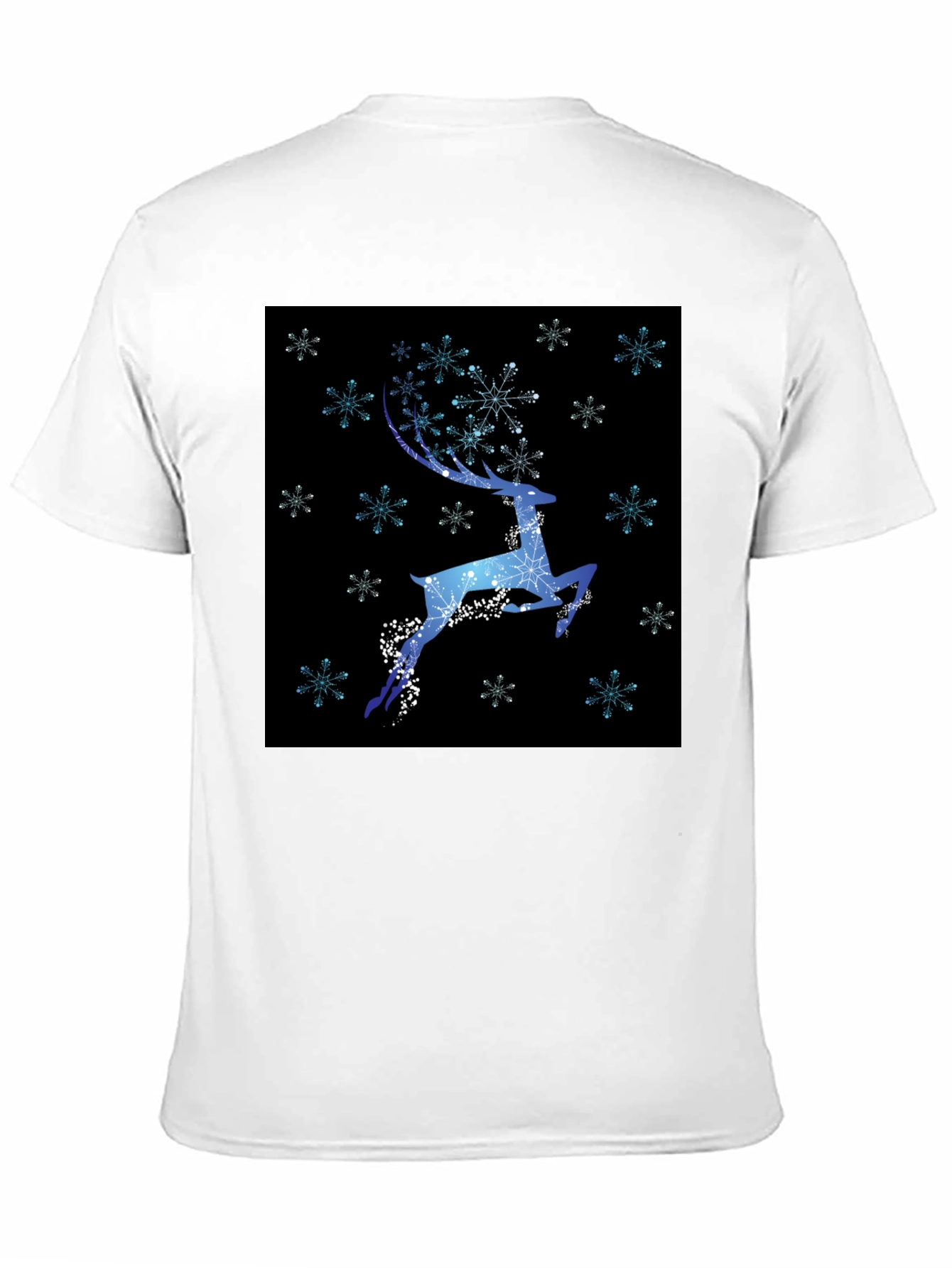 Winter Reindeer Snowflake Graphic Black T-Shirt