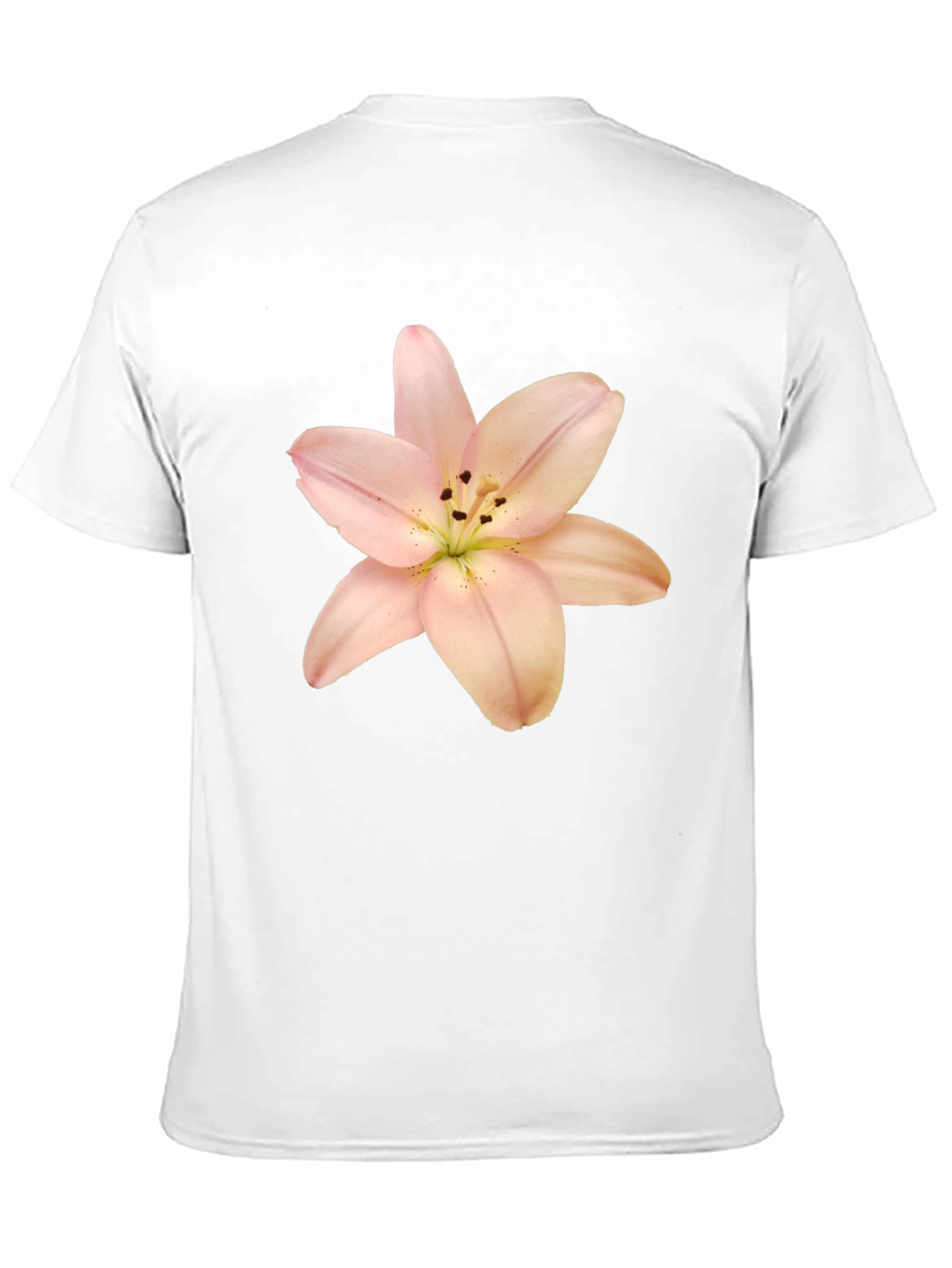 Black T-Shirt with Floral Lily Print