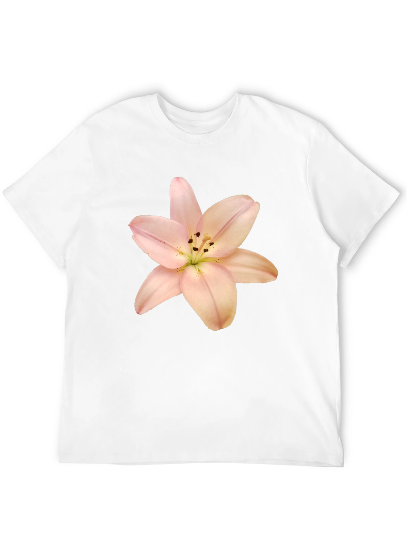 Black T-Shirt with Floral Lily Print