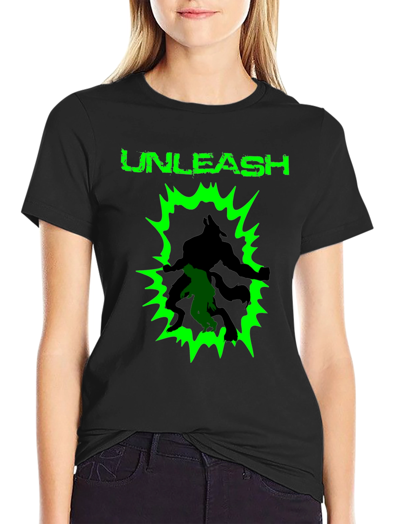 Unleash Graphic Print Black Cotton T-Shirt