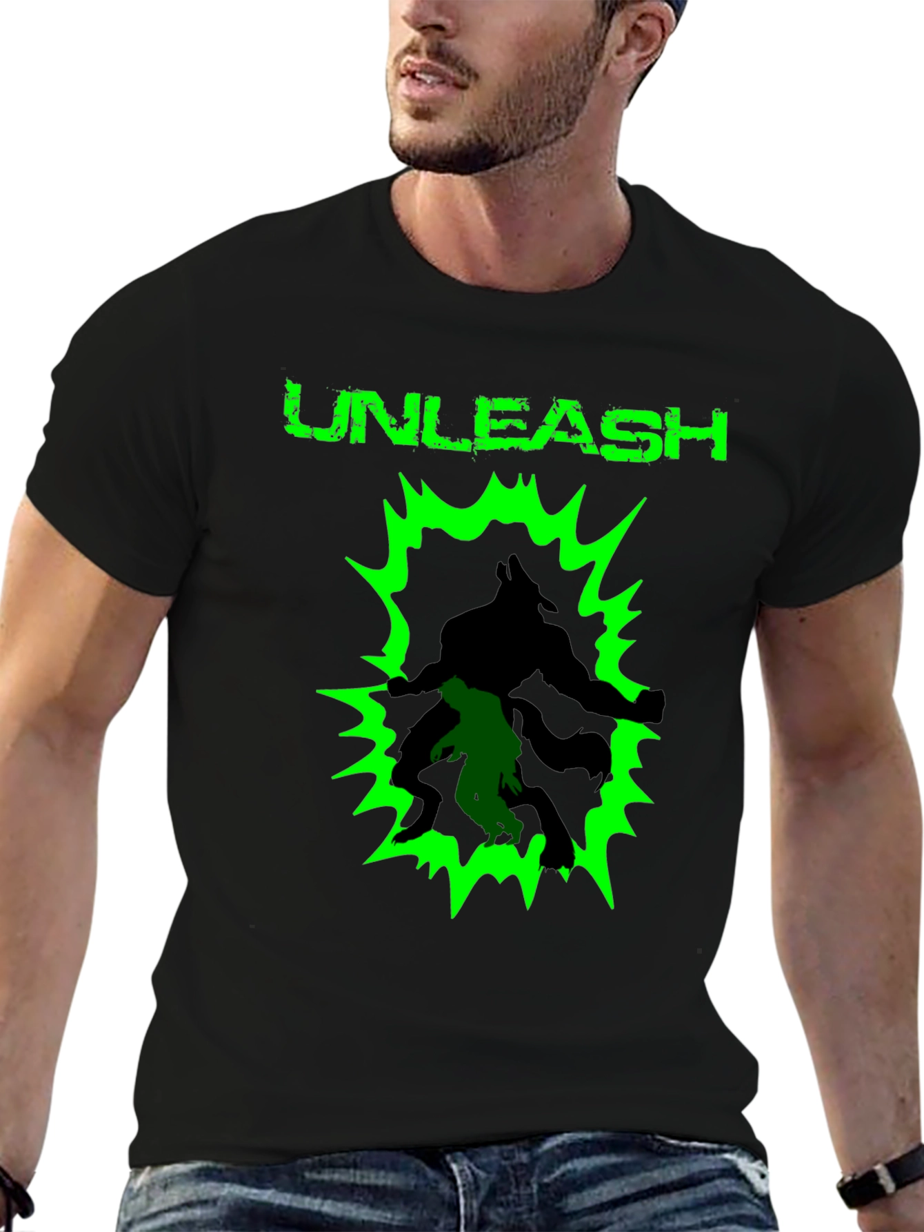 Unleash Graphic Print Black Cotton T-Shirt