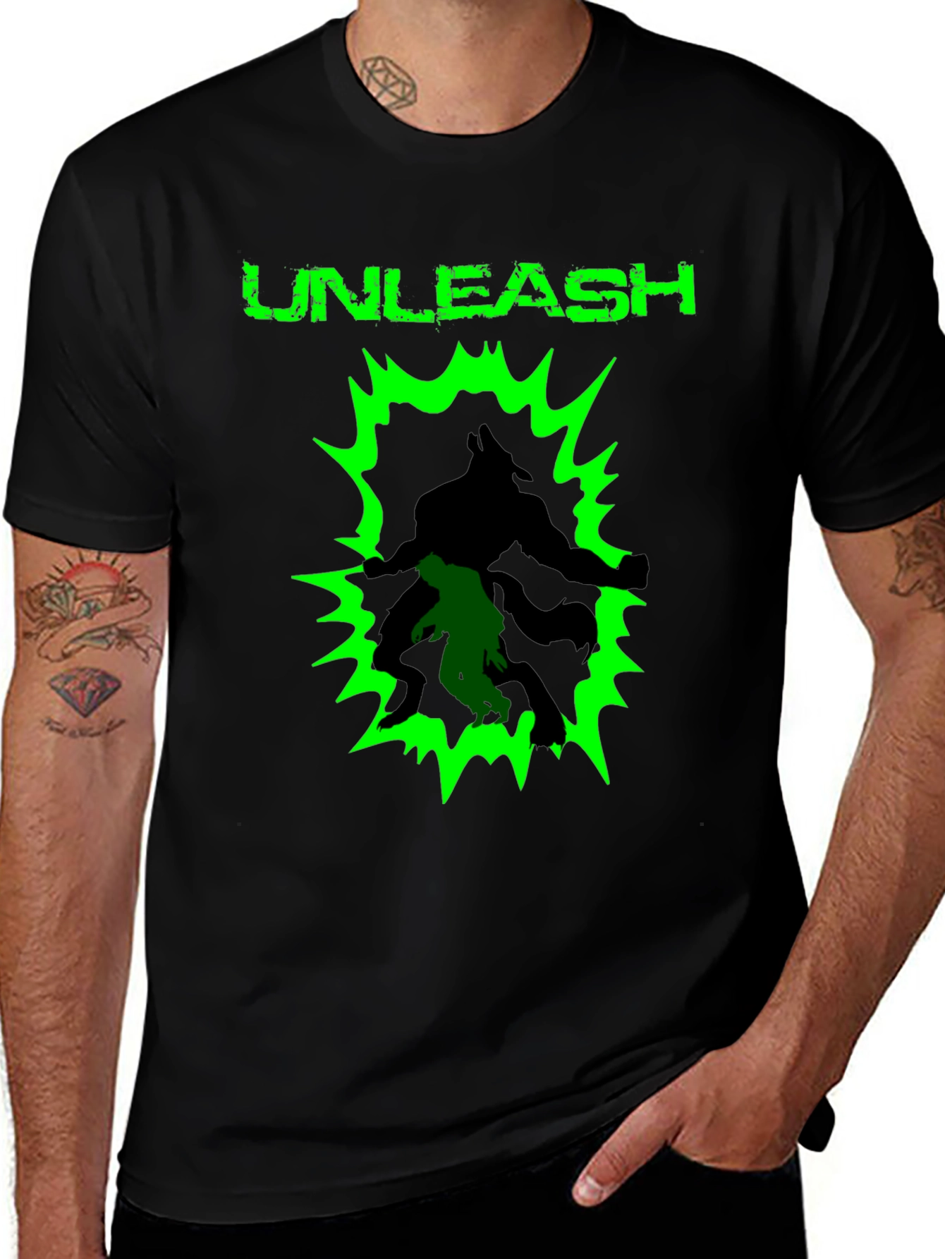 Unleash Graphic Print Black Cotton T-Shirt