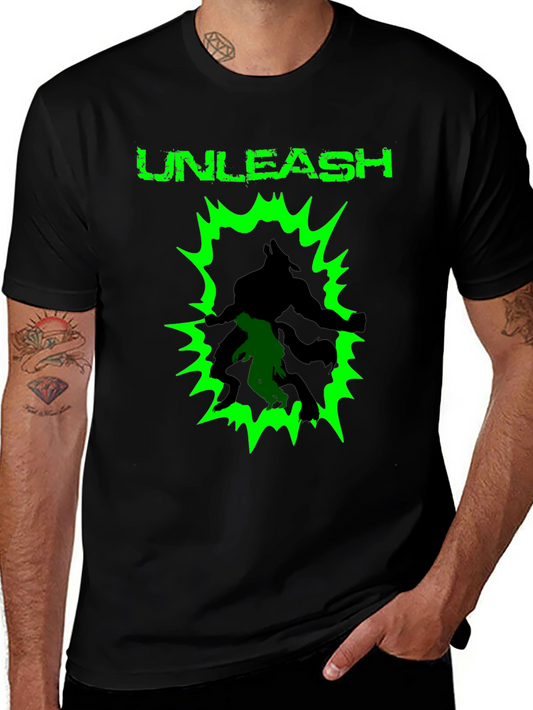 Unleash Graphic Print Black Cotton T-Shirt