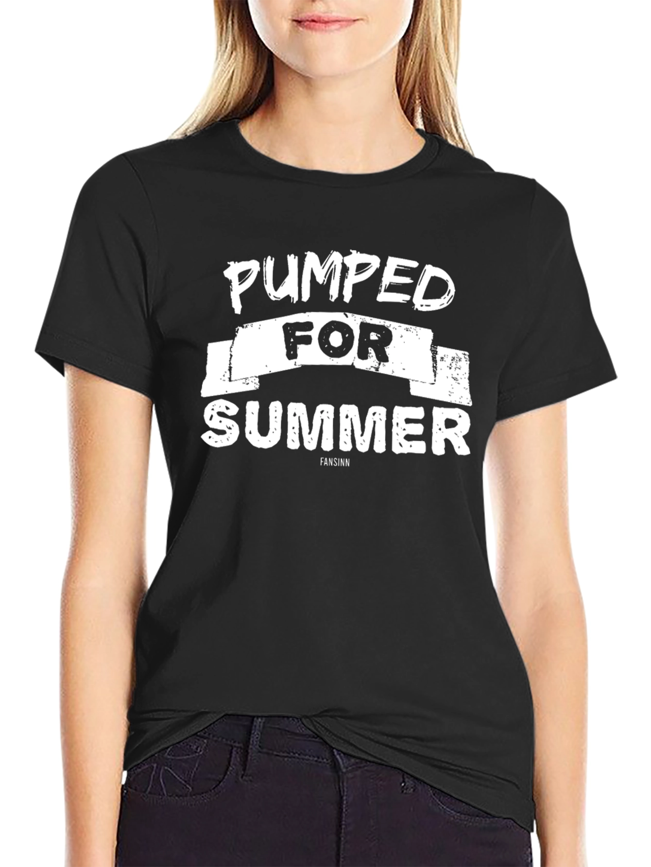 Pumped for Summer Black Cotton T-Shirt