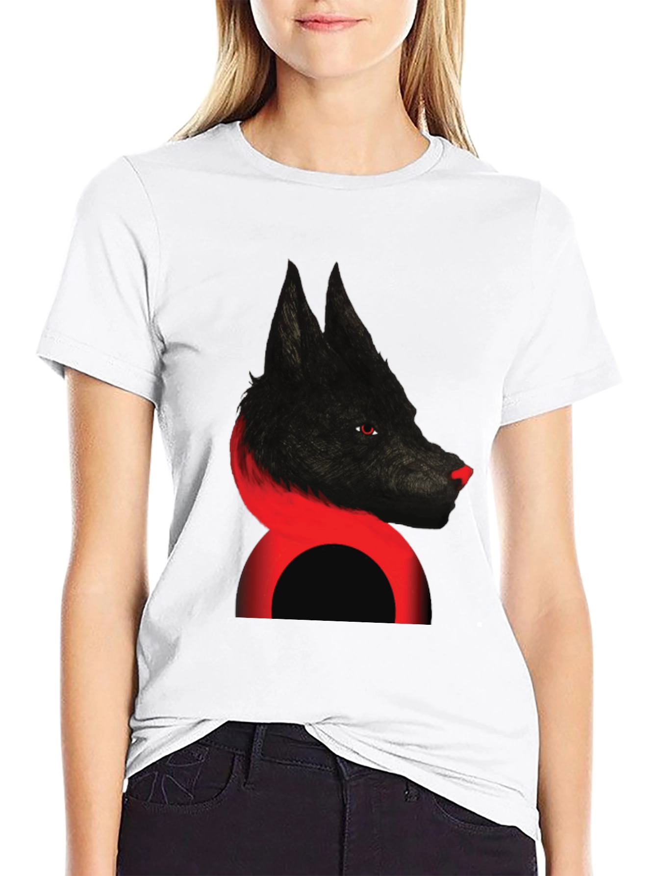 Wolf Graphic Tee - Mens Black Cotton Blend T-Shirt