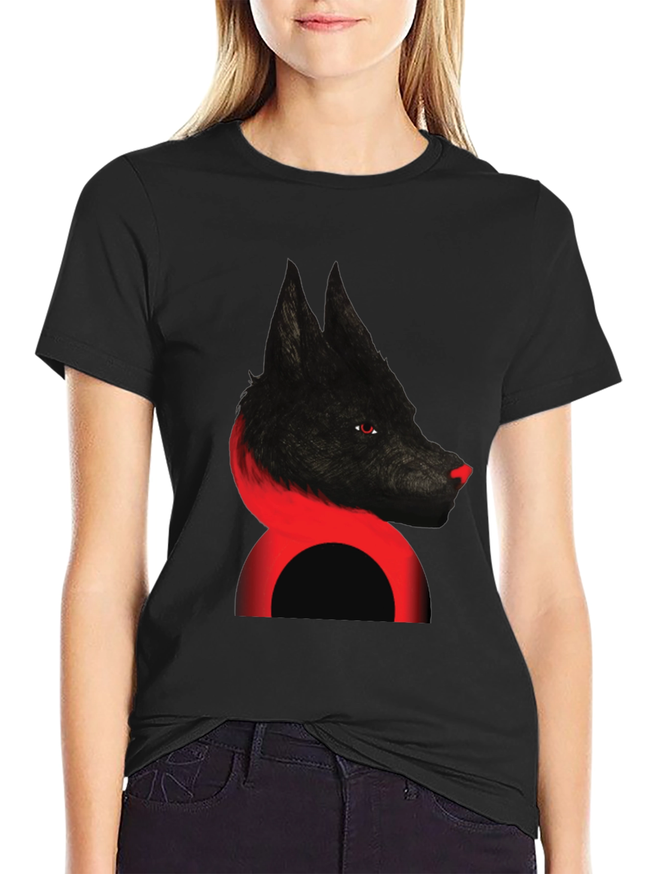 Wolf Graphic Tee - Mens Black Cotton Blend T-Shirt