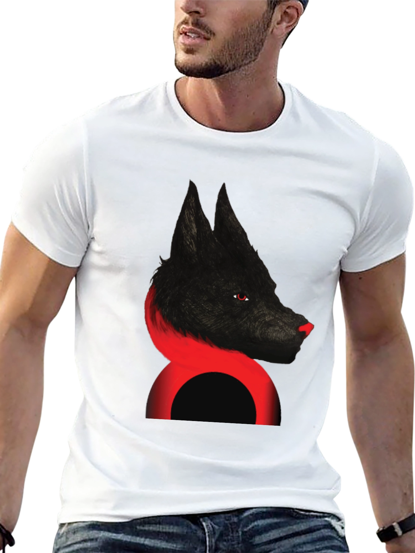 Wolf Graphic Tee - Mens Black Cotton Blend T-Shirt