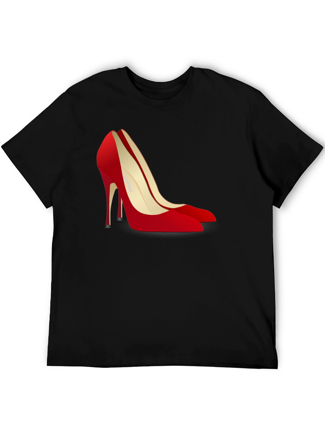 Black T-Shirt with Red High Heel Shoe Design