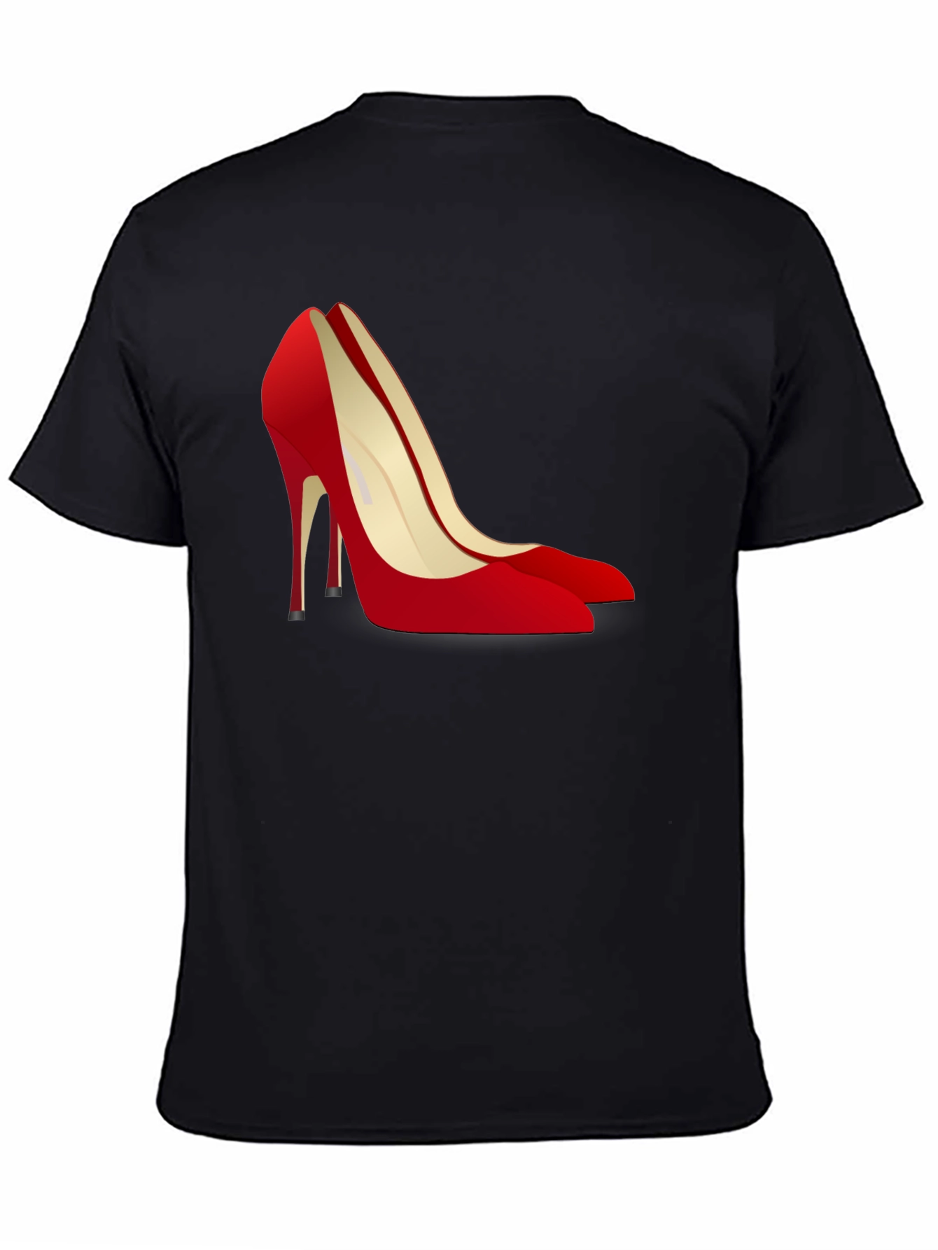 Black T-Shirt with Red High Heel Shoe Design