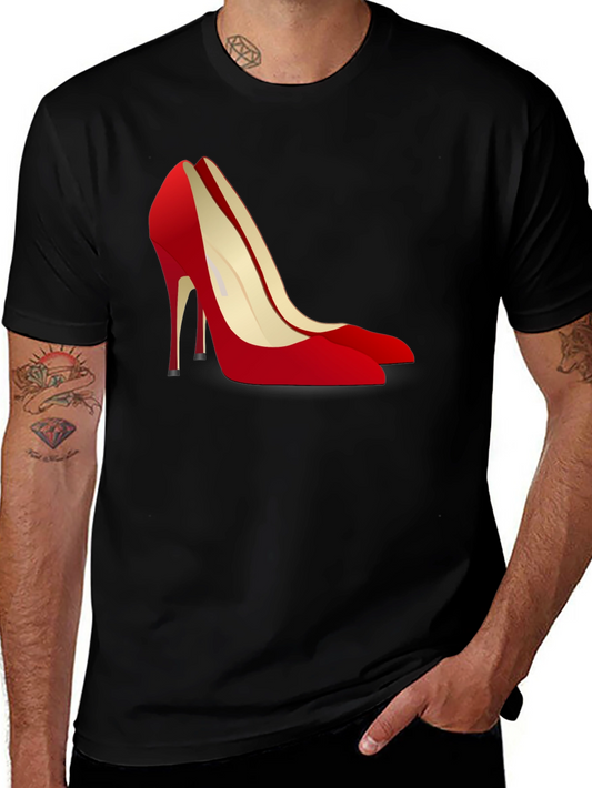 Black T-Shirt with Red High Heel Shoe Design