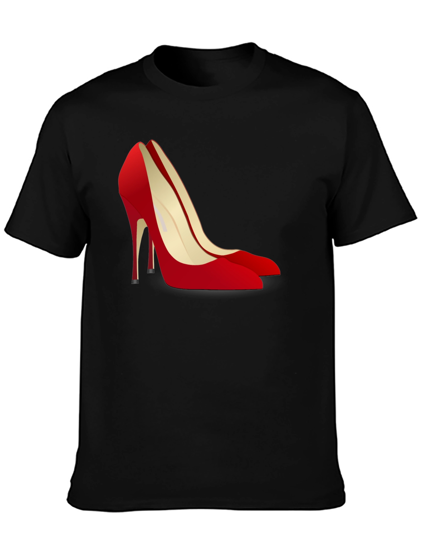 Black T-Shirt with Red High Heel Shoe Design