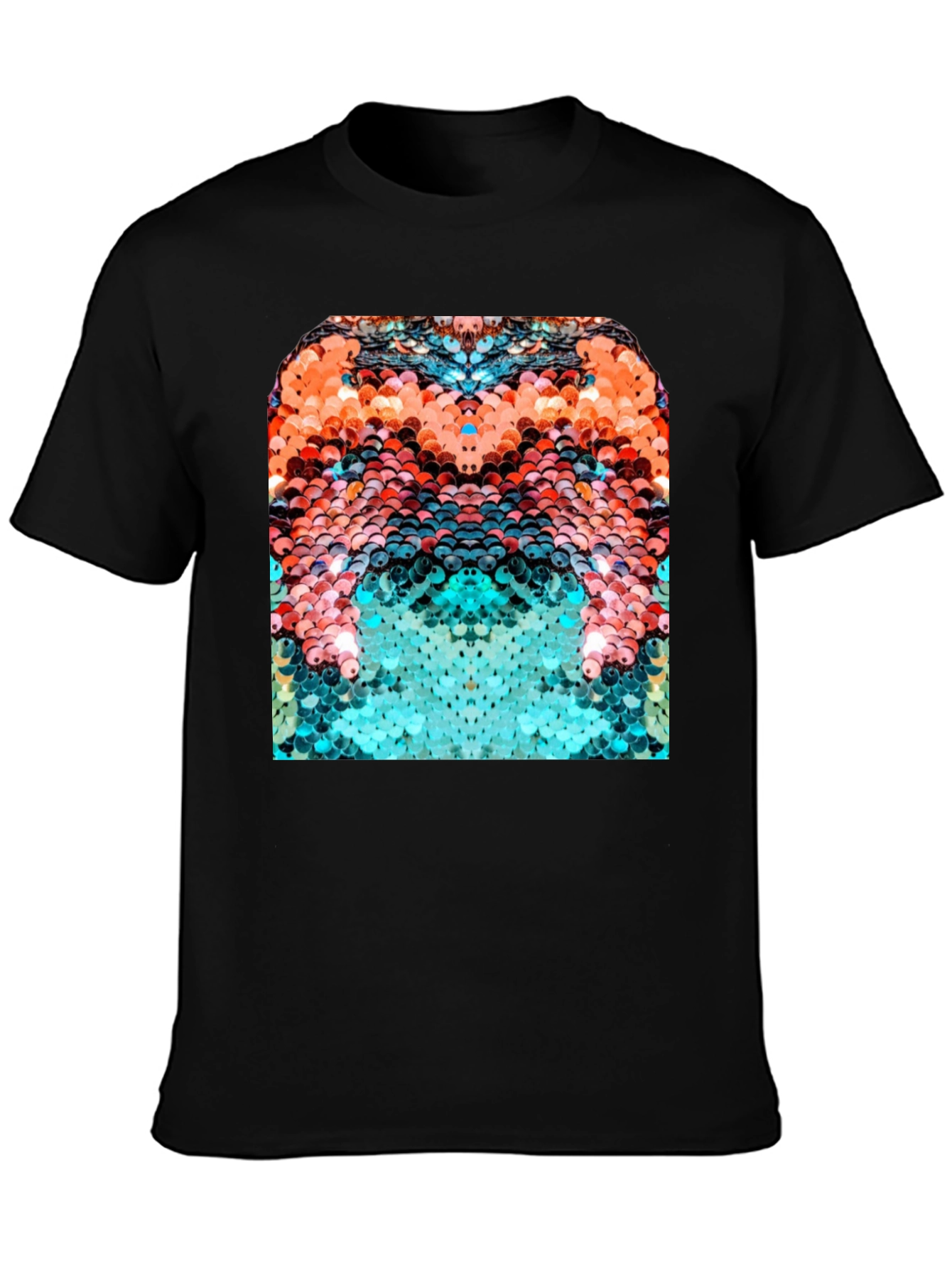 Abstract Sequin Graphic T-Shirt - Black
