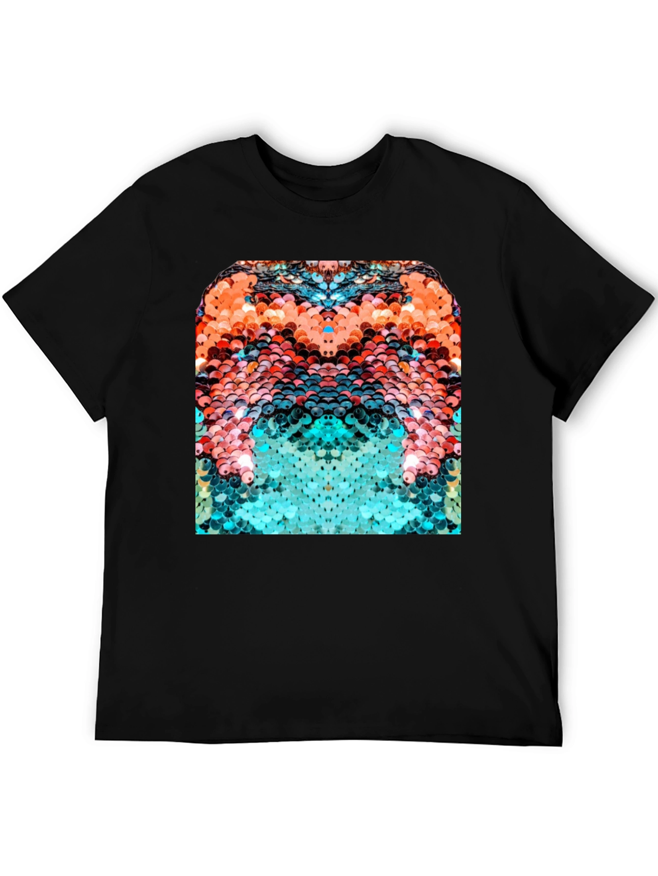 Abstract Sequin Graphic T-Shirt - Black