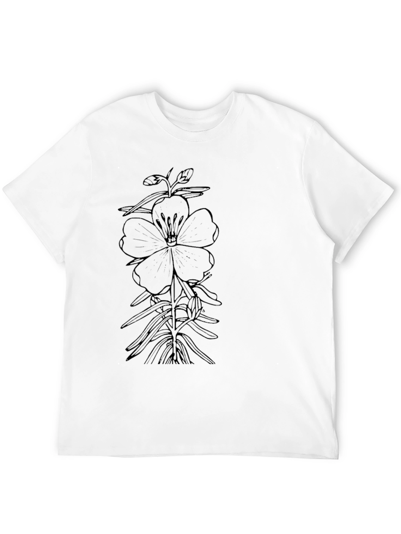 Botanical Flower Graphic Black T-Shirt