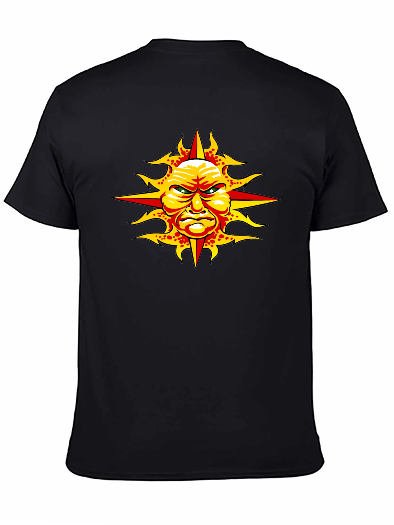 Angry Sun Graphic Tee - Unique Design Black T-Shirt