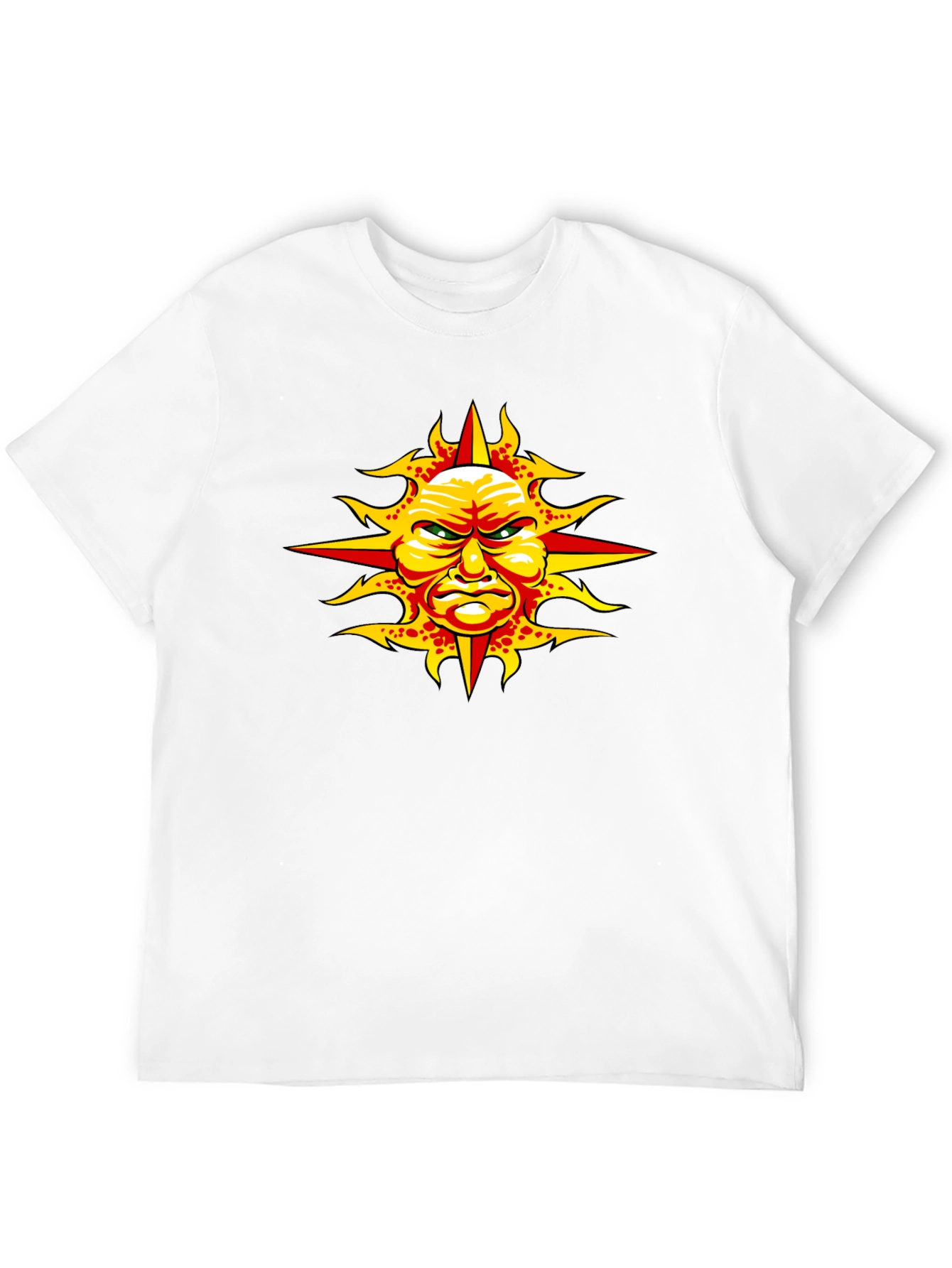 Angry Sun Graphic Tee - Unique Design Black T-Shirt