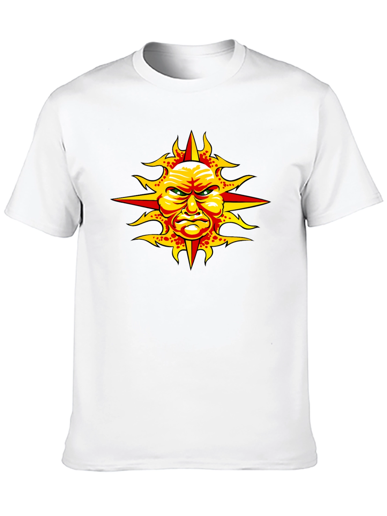 Angry Sun Graphic Tee - Unique Design Black T-Shirt