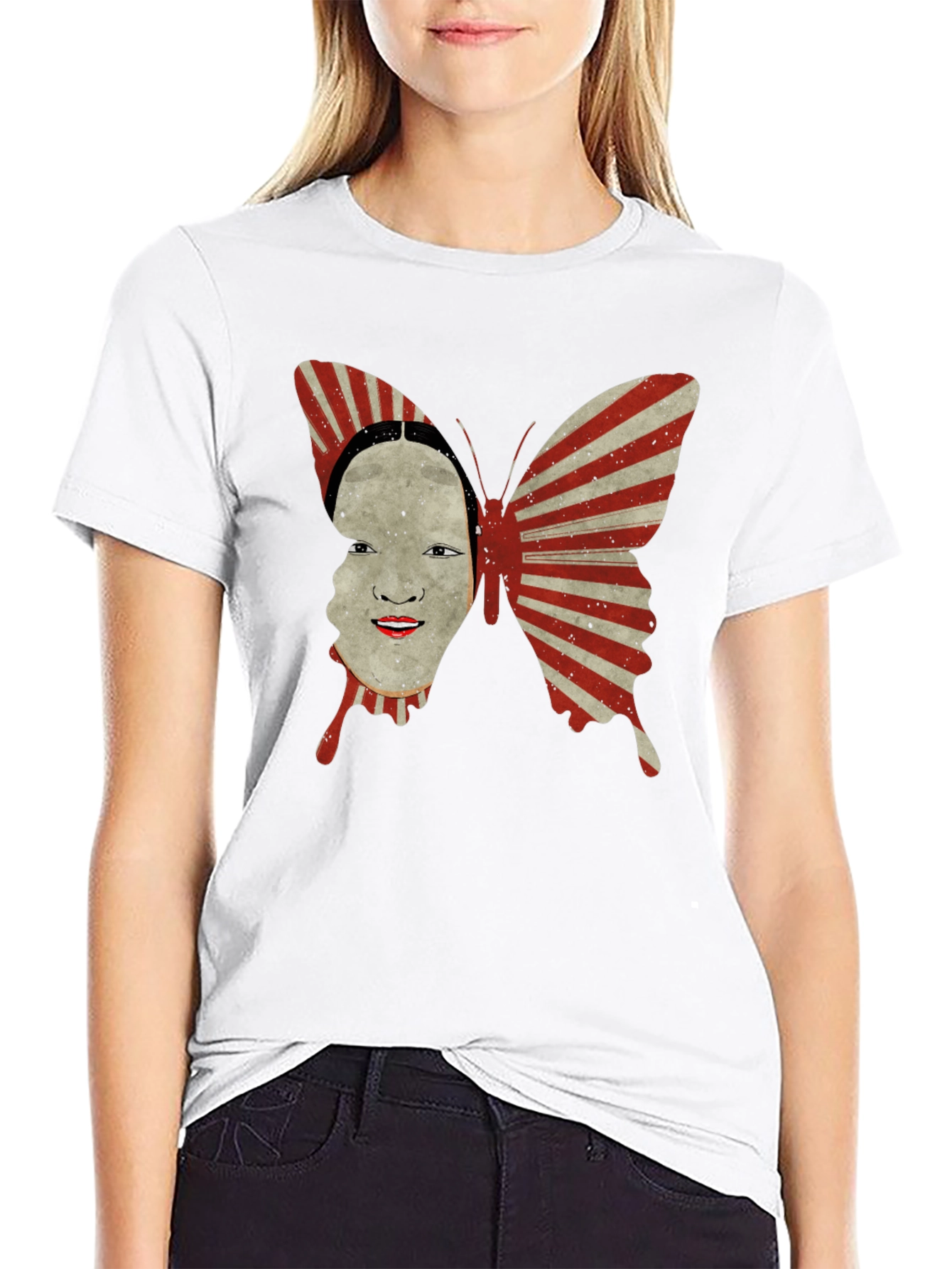 Butterfly Face Graphic Tee - Unique Design